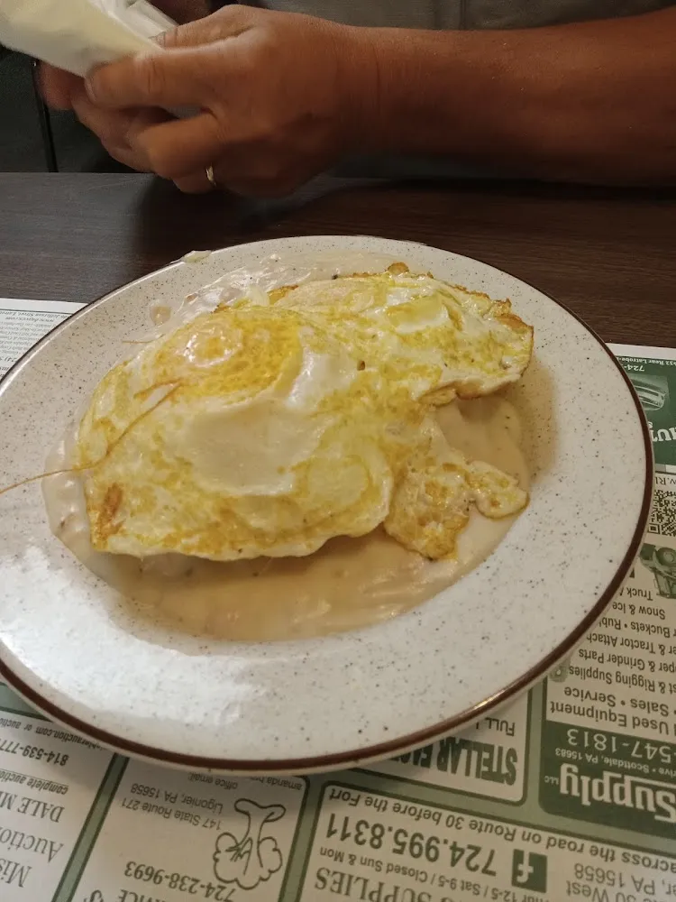 Biscuits and Gravy w Egg on Top